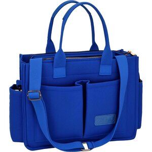 Women's Navy Blue Imported Canvas Laptop Crossbody Work Large Tote Handbags